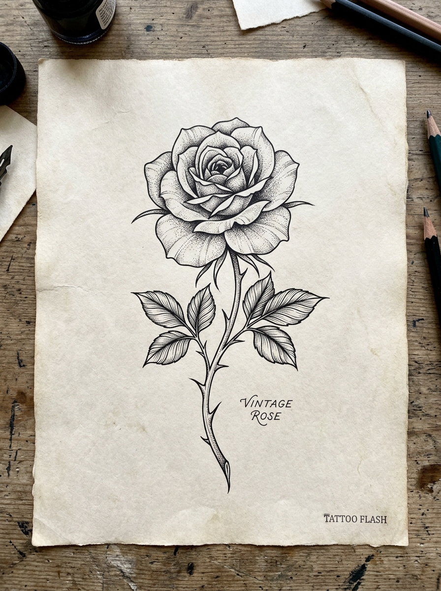 Download ready tattoo flash stencil