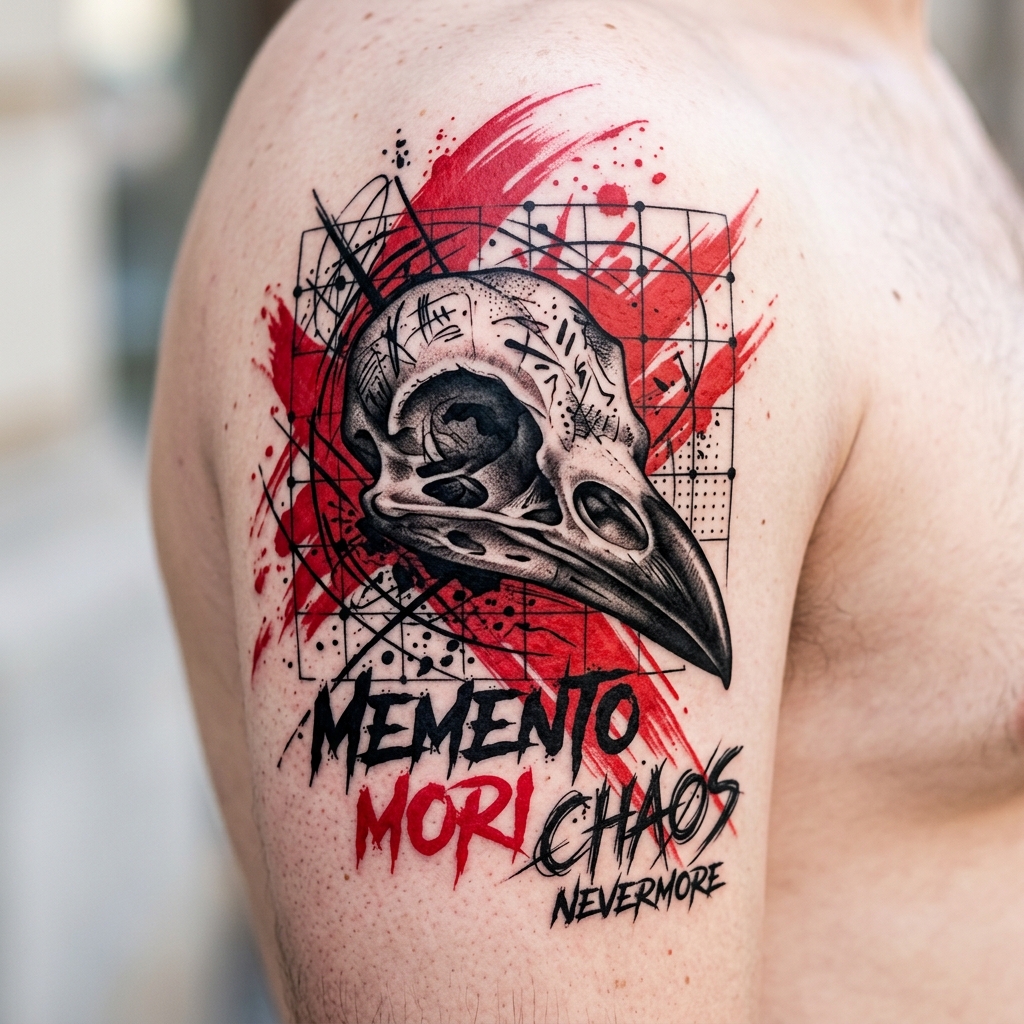 Trash Polka tattoo style generated by AI